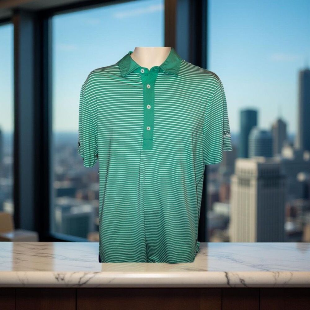 Ralph Lauren RLX Golf Green Striped Polo Cowboys Golf Club Logo Size L